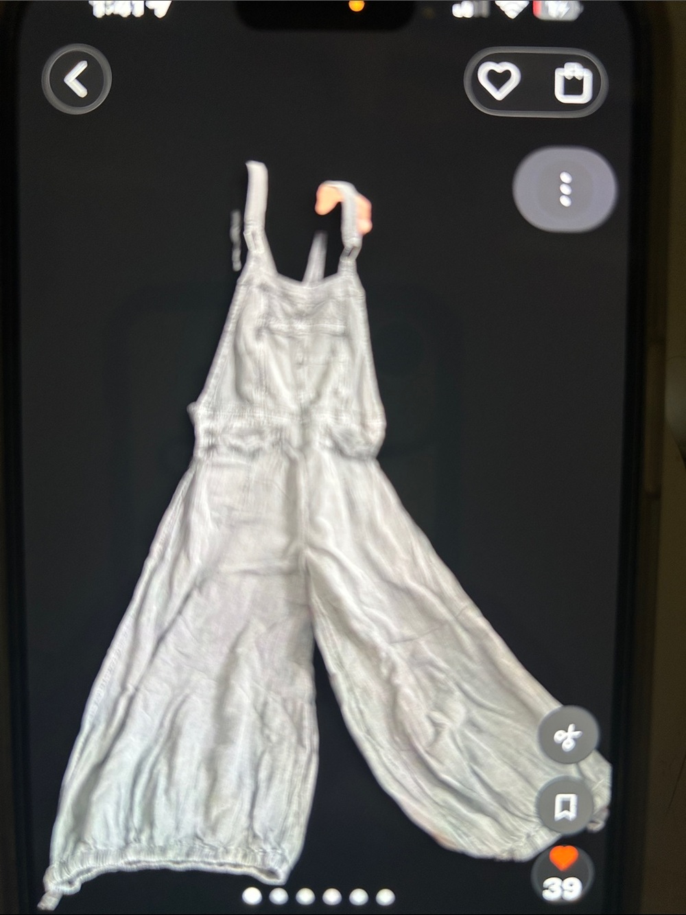 Free People—-oversized Light Gray Wide-Leg Linen Jumpsuit
